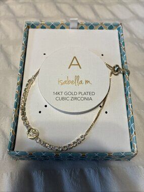 Isabella M 14kt Gold Plated CZ Letter A Initial Bracelet Gold Tone